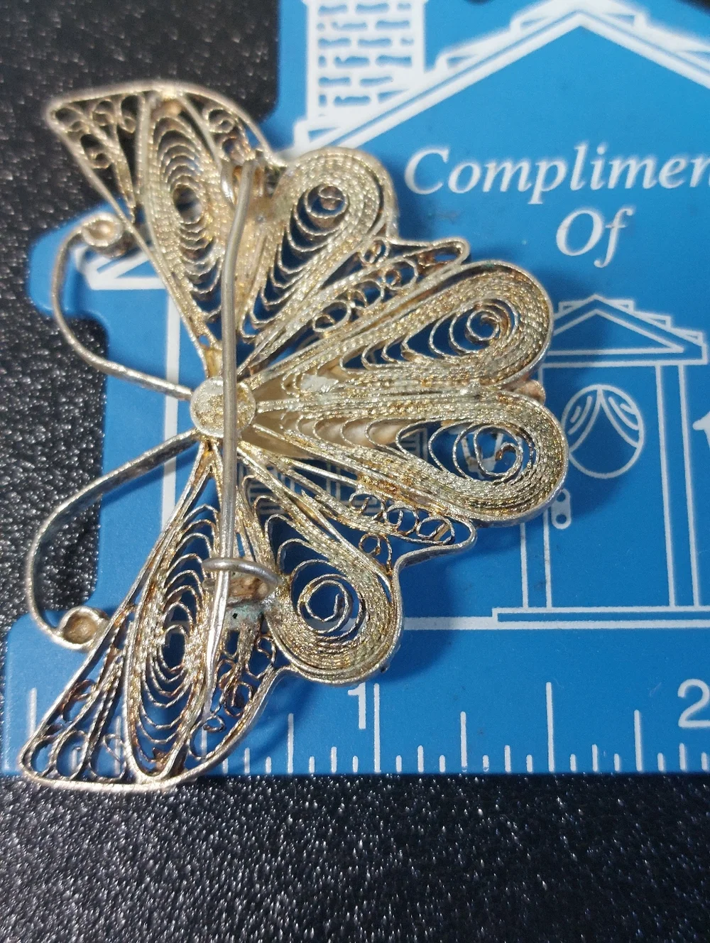 Vintage Spun Silver Filigree Butterfly 2.25